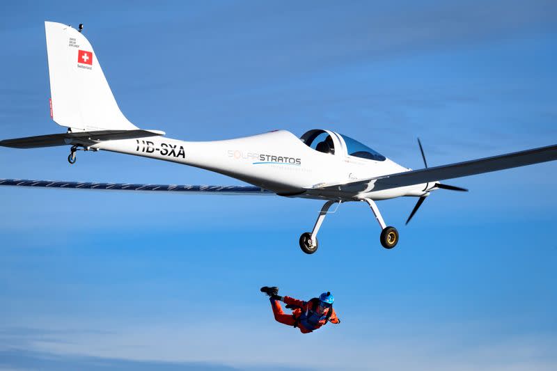 World's first parachute jump from a solar-powered aircraft