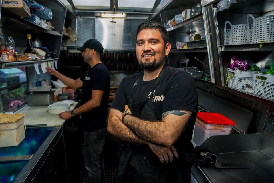 Chef owner Francisco Aguilar at Simón food truck.