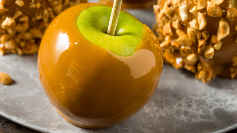 a batch of caramel apples