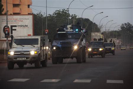 Multinational Force of Central Africa (FOMAC) peacekeepers patrol in Bangui, Central African Republic, November 27, 2013. REUTERS/Joe Penney