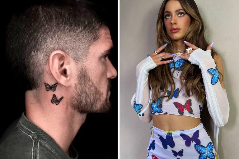 Las dos mariposas de De Paul parecen estar vinculadas a la estética usada por Tini Stoessel en el último año