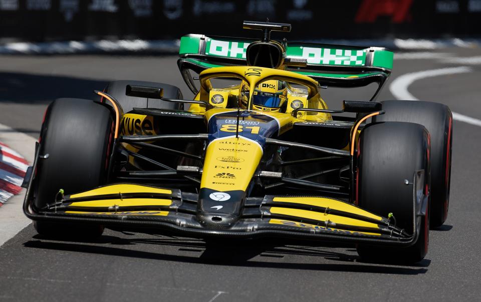 McLaren's Oscar Piastri driving out on the Monaco circuit