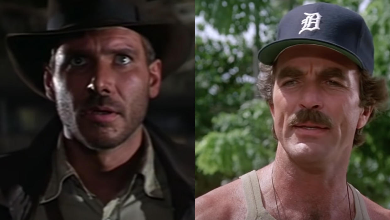  Harrison Ford on the left, Tom Selleck on the right 