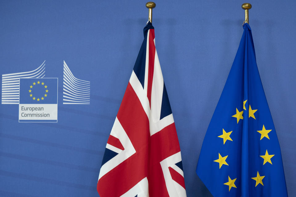 A UK flag next to the EU flag at the European Commission headquarters in Brussels (Getty)