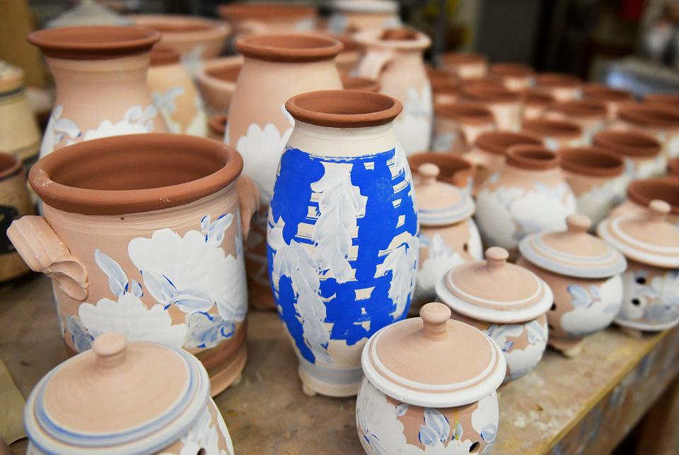 Pottery being painted at Wheaton Arts and Cultural Center in Millville N.J.