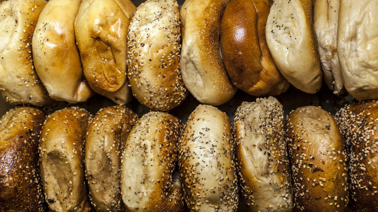 Bagels in rows in bag