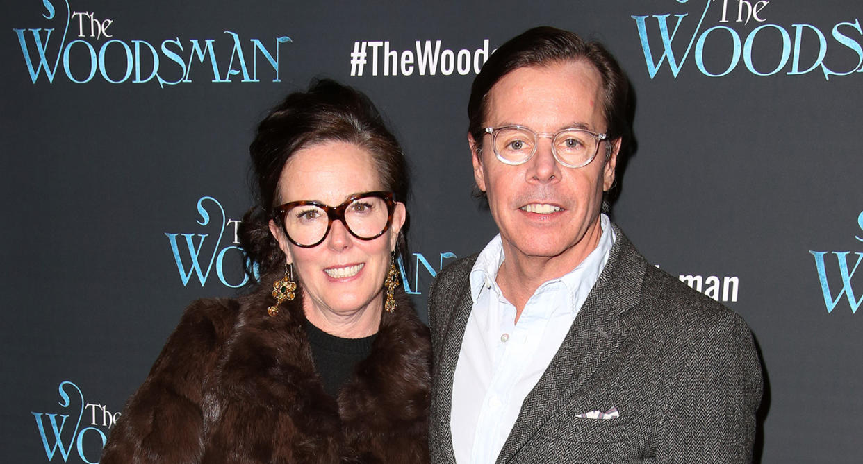 Kate Spade, pictured with husband Andy Spade in February 2016, was found dead in her Park Avenue apartment on Tuesday. Photo: Getty