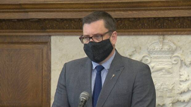 Minister of Health Paul Merriman at the Saskatchewan Legislature on Monday, April 19, 2021.  (CBC - image credit)