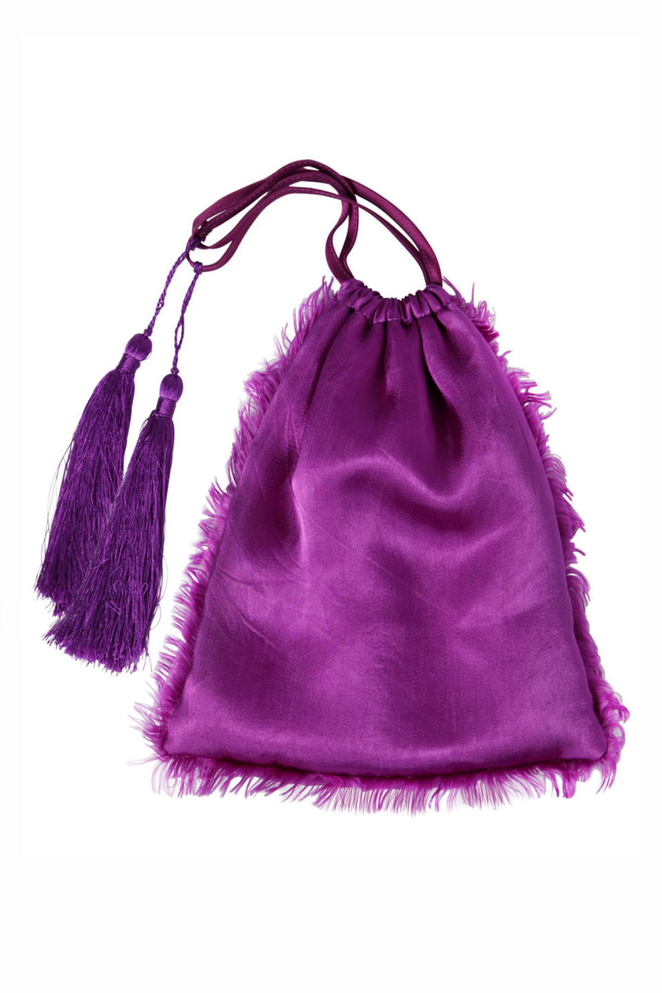 Attico Frayed Silk Satin Pouch