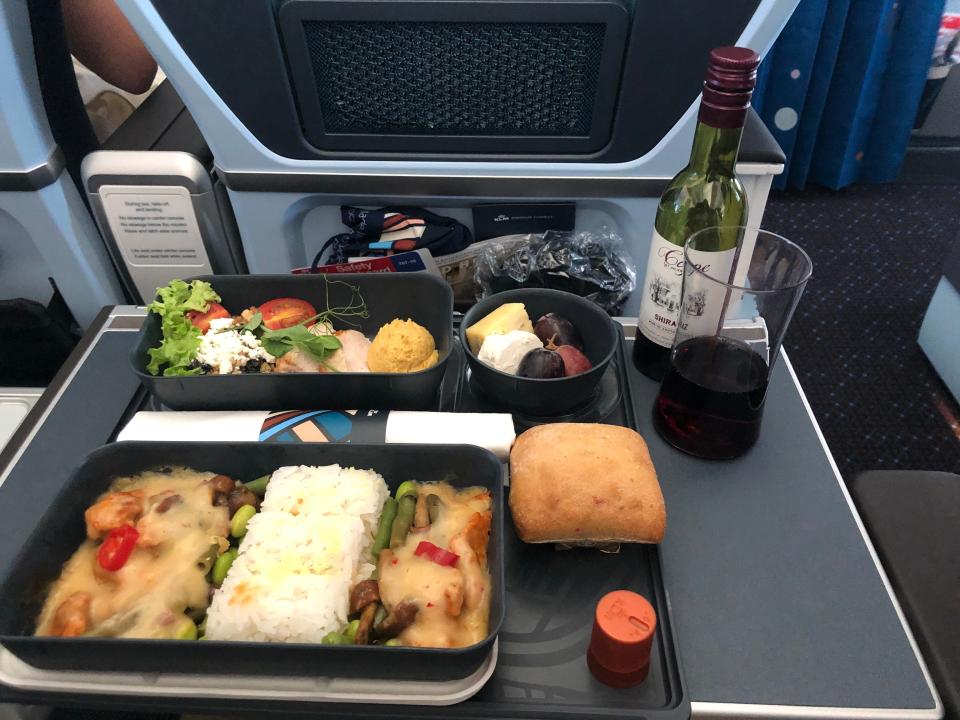 Lunch onboard KLM's inaugural Premium Comfort service.