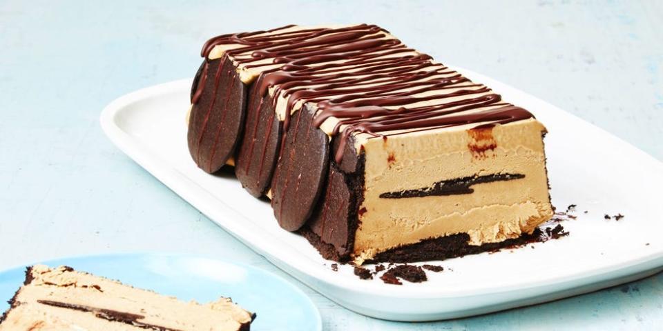 <p>This frozen dessert combines your <a href="https://www.delish.com/cooking/g1779/quick-easy-chocolate-desserts/" rel="nofollow noopener" target="_blank" data-ylk="slk:chocolate;elm:context_link;itc:0;sec:content-canvas" class="link ">chocolate</a> fix with a <a href="https://www.delish.com/cooking/g811/cappuccino-recipes/" rel="nofollow noopener" target="_blank" data-ylk="slk:cappuccino;elm:context_link;itc:0;sec:content-canvas" class="link ">cappuccino</a>-flavored caffeine kick.<br></p><p>Get the <strong><a href="https://www.delish.com/cooking/recipe-ideas/recipes/a47766/cappuccino-icebox-cake-recipe/" rel="nofollow noopener" target="_blank" data-ylk="slk:Cappuccino Icebox Cake recipe;elm:context_link;itc:0;sec:content-canvas" class="link ">Cappuccino Icebox Cake recipe</a></strong>. </p>