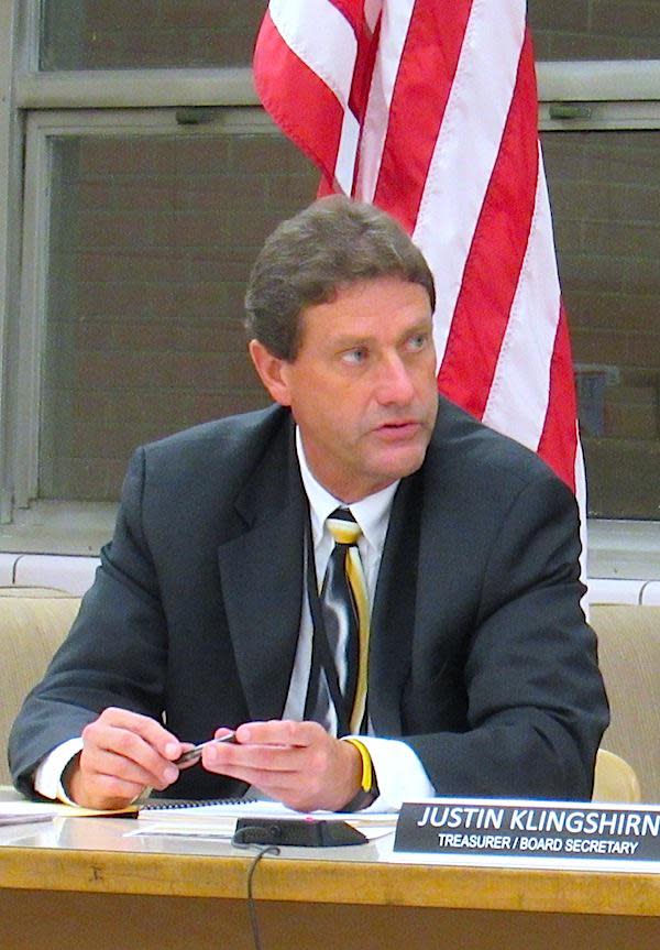 Former Cuyahoga Falls City School District Superintendent Dr. Todd Nichols is pictured at a past board of education meeting. Nichols stepped down from his job at the end of 2021. There are now four finalists for the superintendent vacancy who will undergo a final round of interviews March 19.