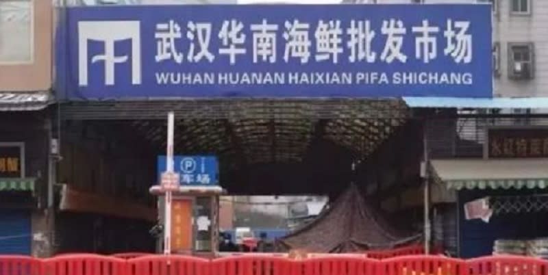 中國武漢華南海鮮市場被視為新冠肺炎發源地。   圖：翻攝自微博