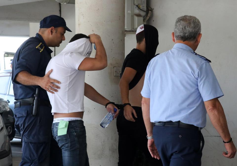 Two of the suspects pictured arriving at Famagusta District Court (EPA)