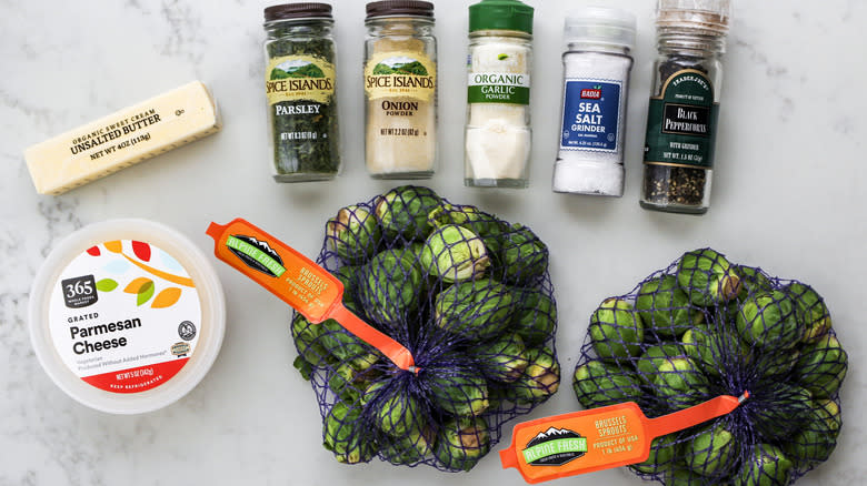 ingredients for parmesan crusted brussels sprouts