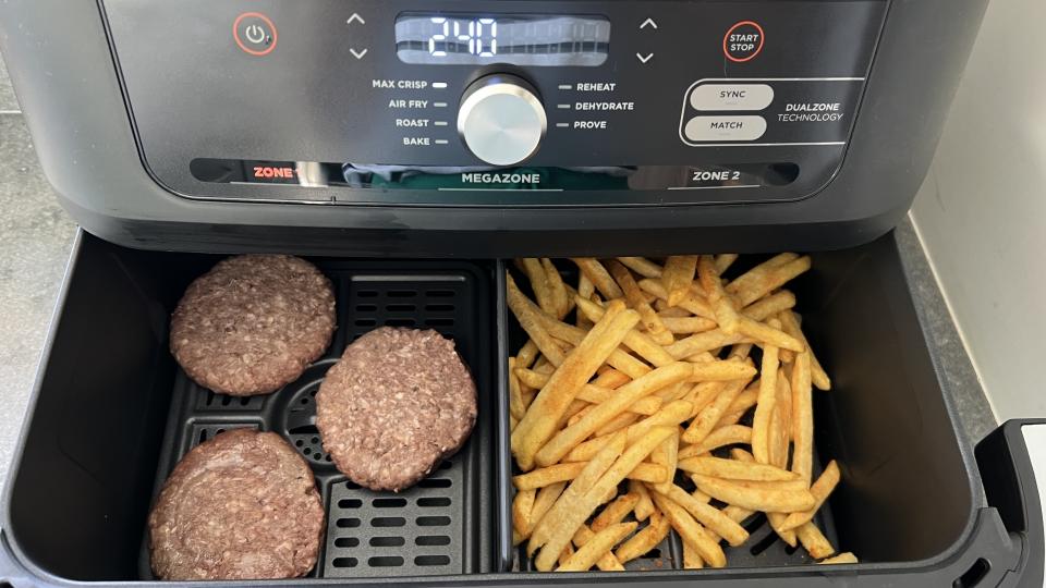 burger and chips