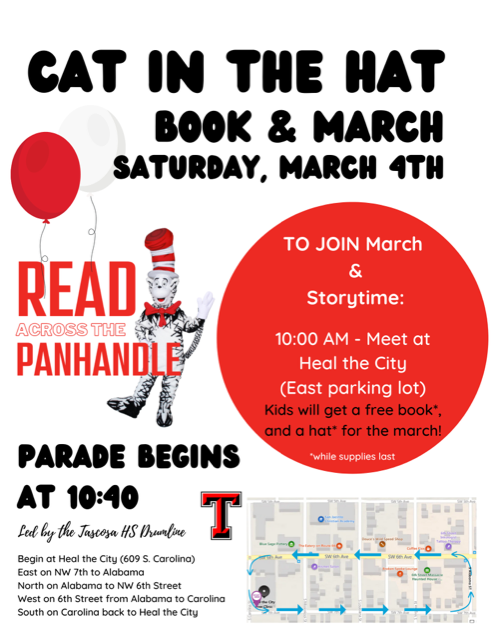 Storybridge will host a Cat in the Hat March on Saturday morning as part of Read Across America Day.