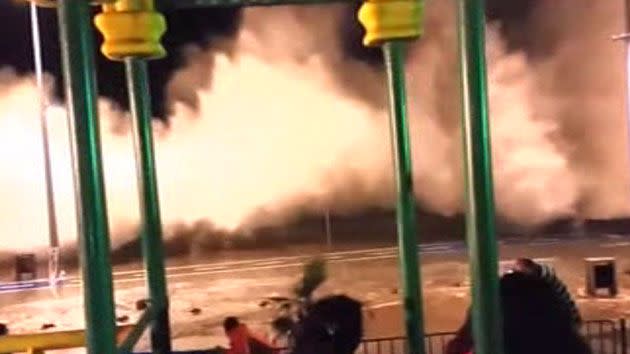 Giant waves, reaching up to 5 metres in height, have been captured hitting Chile's coastline. Photo: YouTube