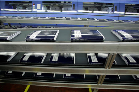 President Donald Trump's FY2018 budget is seen printed at the Government Publishing Office in Washington, U.S., May 19, 2017. REUTERS/Yuri Gripas