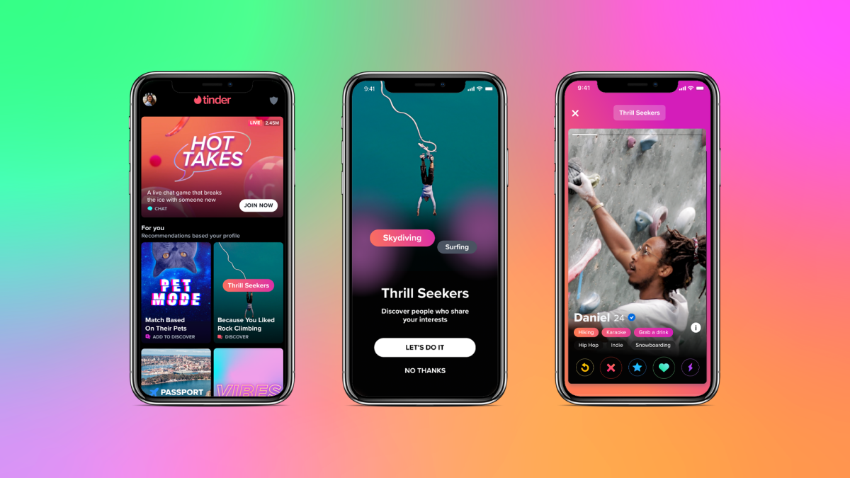 GB: Tinder monthly android downloads 2019-2020