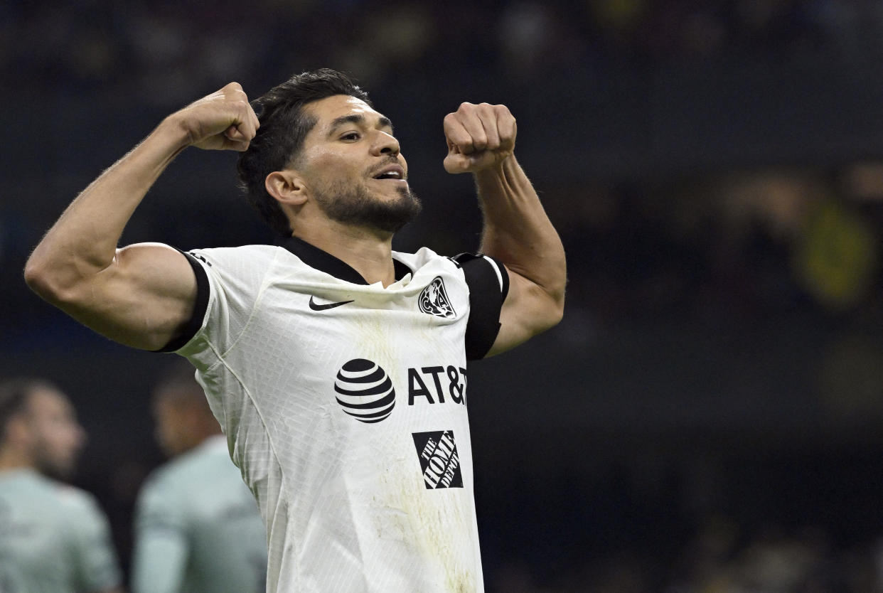 Henry Martín festejando un gol contra Puebla el pasado 21 de enero de 2023. (ALFREDO ESTRELLA/AFP via Getty Images)