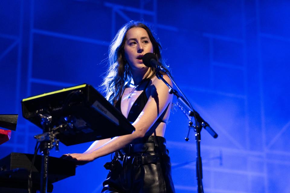 Alana Haim of Haim performs at the Moody Amphitheater in Waterloo Park on May 4, 2022, in Austin, Texas. Press photography was not permitted at the BMO Harris Pavilion show Tuesday.