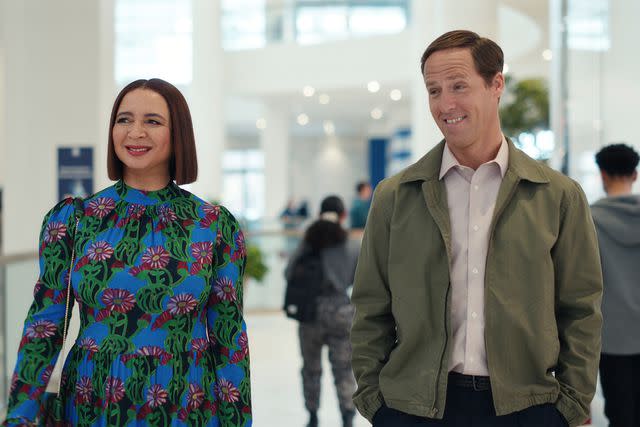 <p>courtesy of apple tv+</p> Maya Rudolph and Nat Faxon on 'Loot'