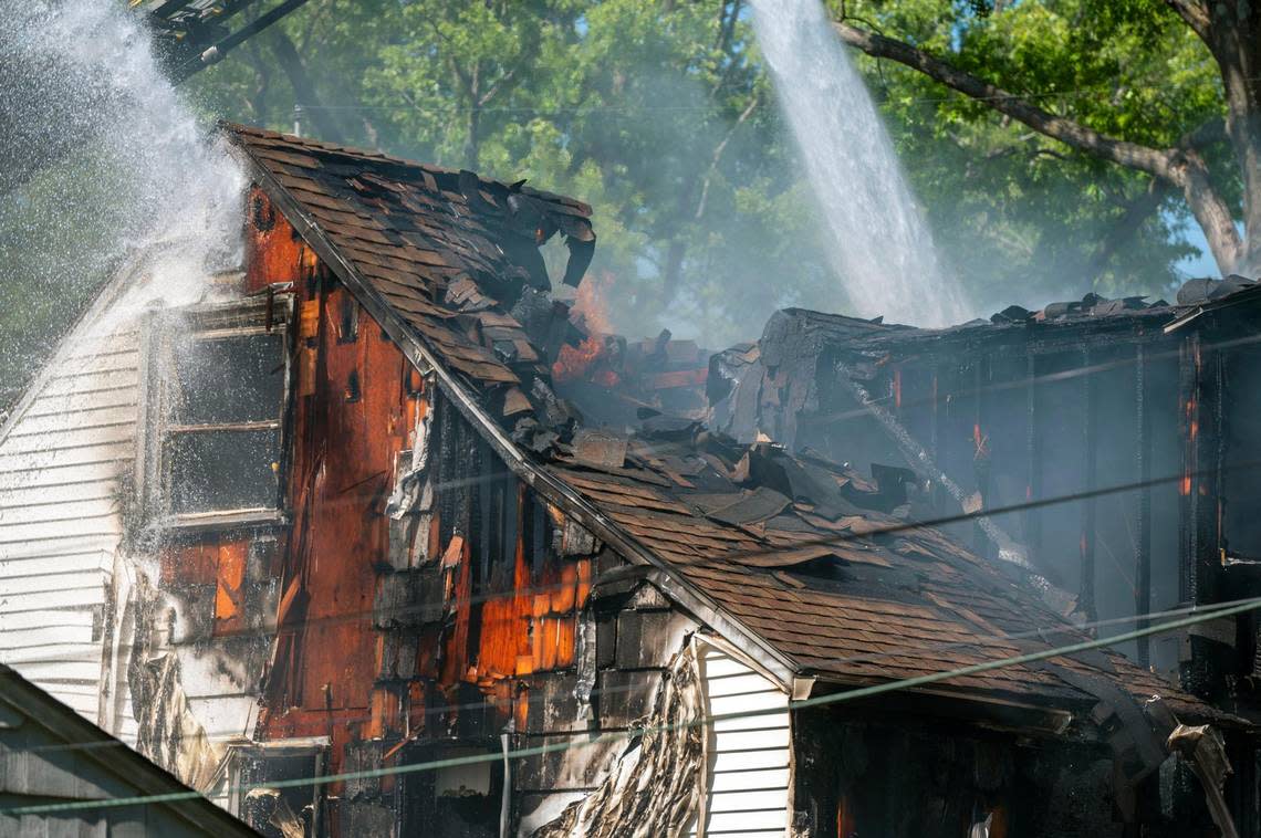Heavy smoke and fire was showing when firefighters arrived at a house fire in the 3400 block of West 73rd Terrace in Prairie Village on Tuesday, July 5, 2022.
