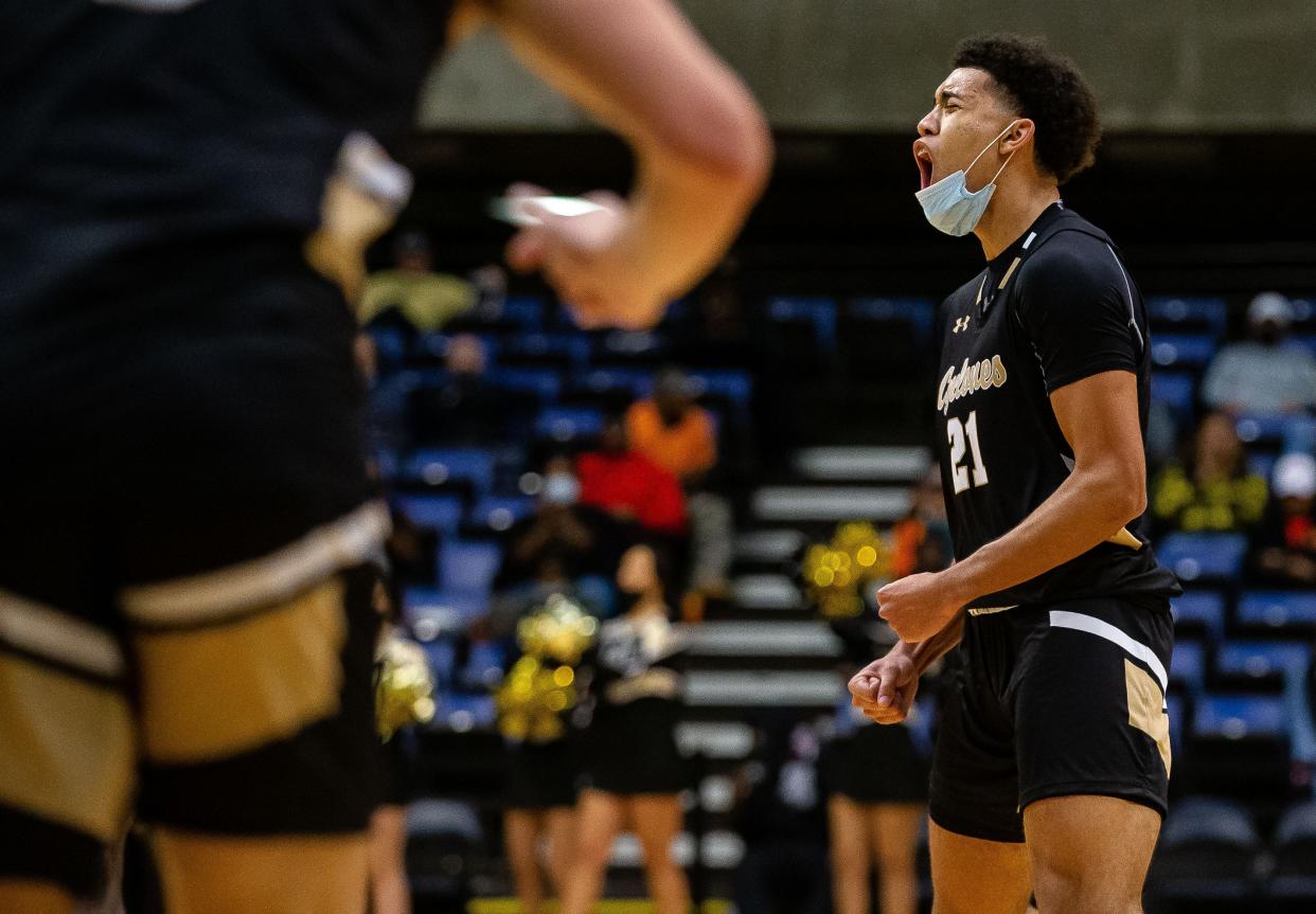 Sacred Heart-Griffin junior Zack Hawkinson and the rest of the Cyclones were once again excited after winning the school's first outright City Tournament championship since 1973 on Tuesday at Jim Belz Gymnasium with a 65-48 win over Lanphier. [FILE PHOTO]