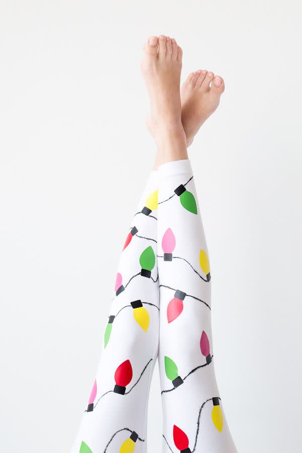 diy christmas lights leggings gift