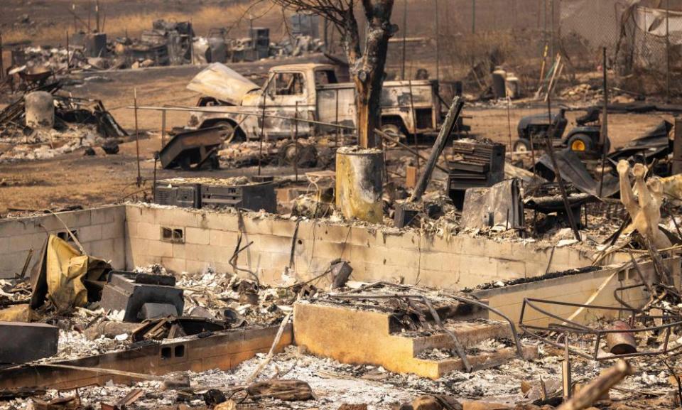 Remains of a home destroyed by the McKinney fire.