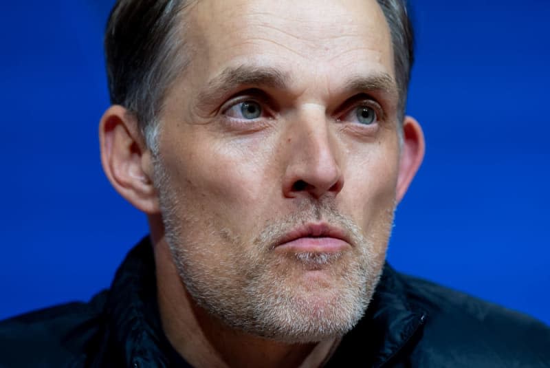 Bayern Munich coach Thomas Tuchel speaks during a press conference after the UEFA Champions League quarter-final second leg soccer match between Bayern Munich and FC Arsenal at Allianz Arena. Sven Hoppe/dpa