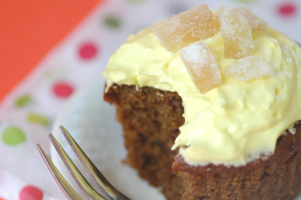 Gingerbread Cupcakes with Lemony Frosting