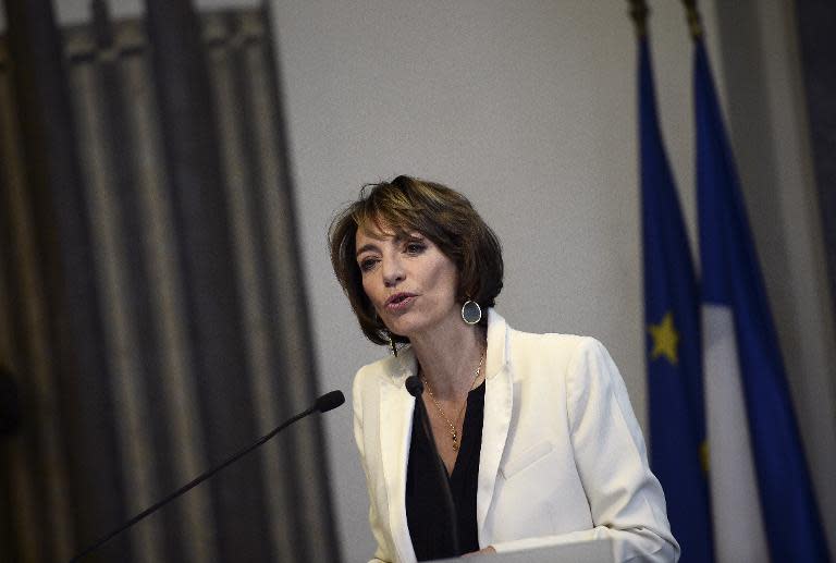French Minister for Social Affairs, Health and Women's Rights, Marisol Touraine, delivers a speech on May 5, 2015 in Paris