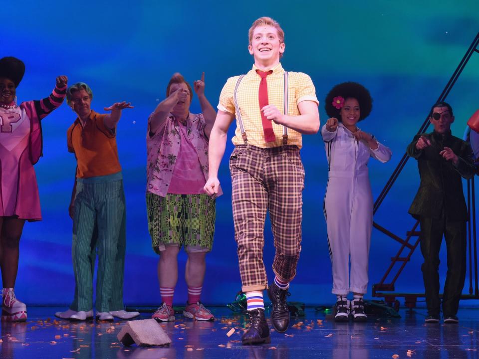 Ethan Slater as Spongebob in "Spongebob Squarepants: The Broadway Musical."