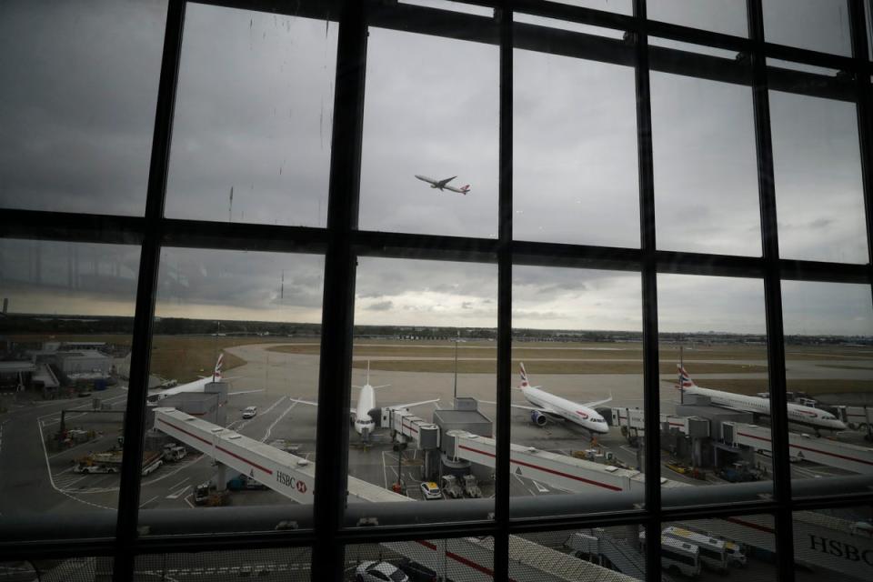 British Airways cancelled 26 European and domestic flights as high winds caused travel disruption (AP)