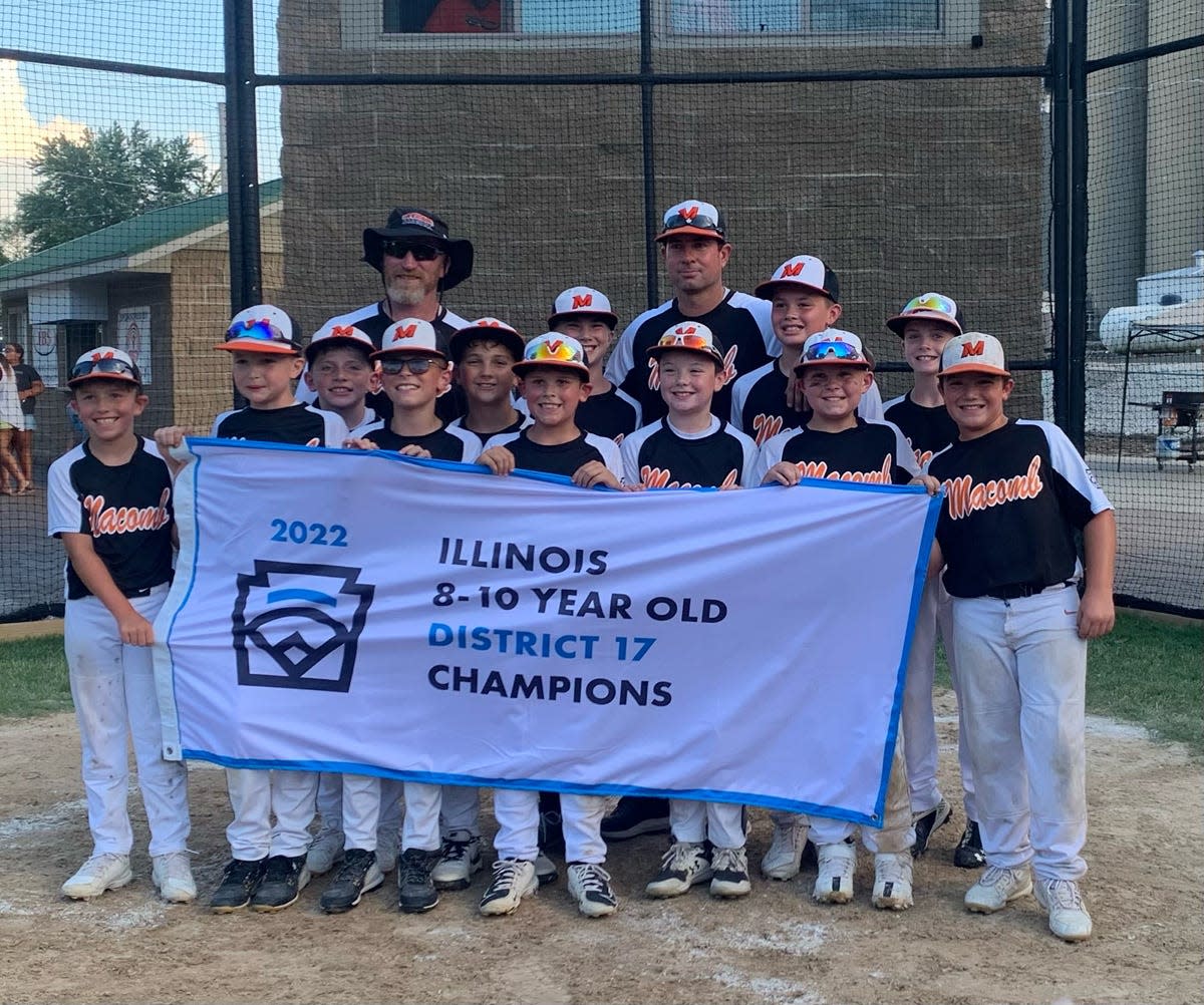 The Macomb 8-10 All Star roster: Ryker Allensworth, Bryden Bainter, Brady DeWeese, Miles Douglas, JT Duffy, Logan Field, Owen Griffith, Jack Knowles, Owen Leinbach, Ledger Riesling, Aiden Seward, Sawyer Thomas, Luke Van Vlymen. They are coached by Brock Bainter, Dan Duffy and Brian Thomas.