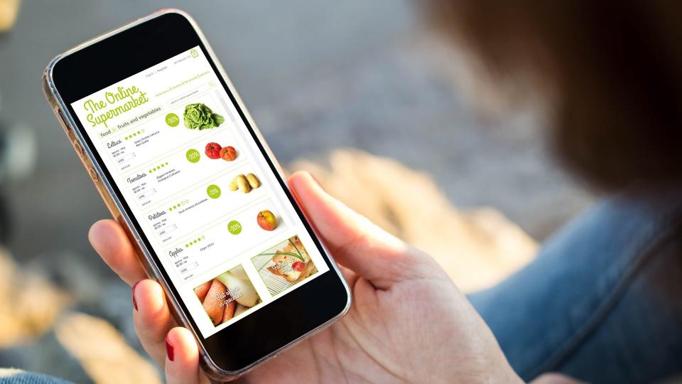 online app, online grocery store, online shopping, smartphone