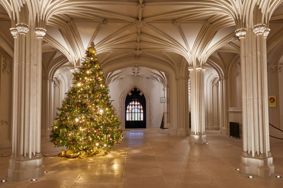 For single use only in relation to the Christmas displays at Windsor Castle in 2020, not to be archived, sold on or used out of context. Undated handout photo issued by the Royal Collection Trust of a Christmas tree in Windsor CastleÕs Inner Hall.