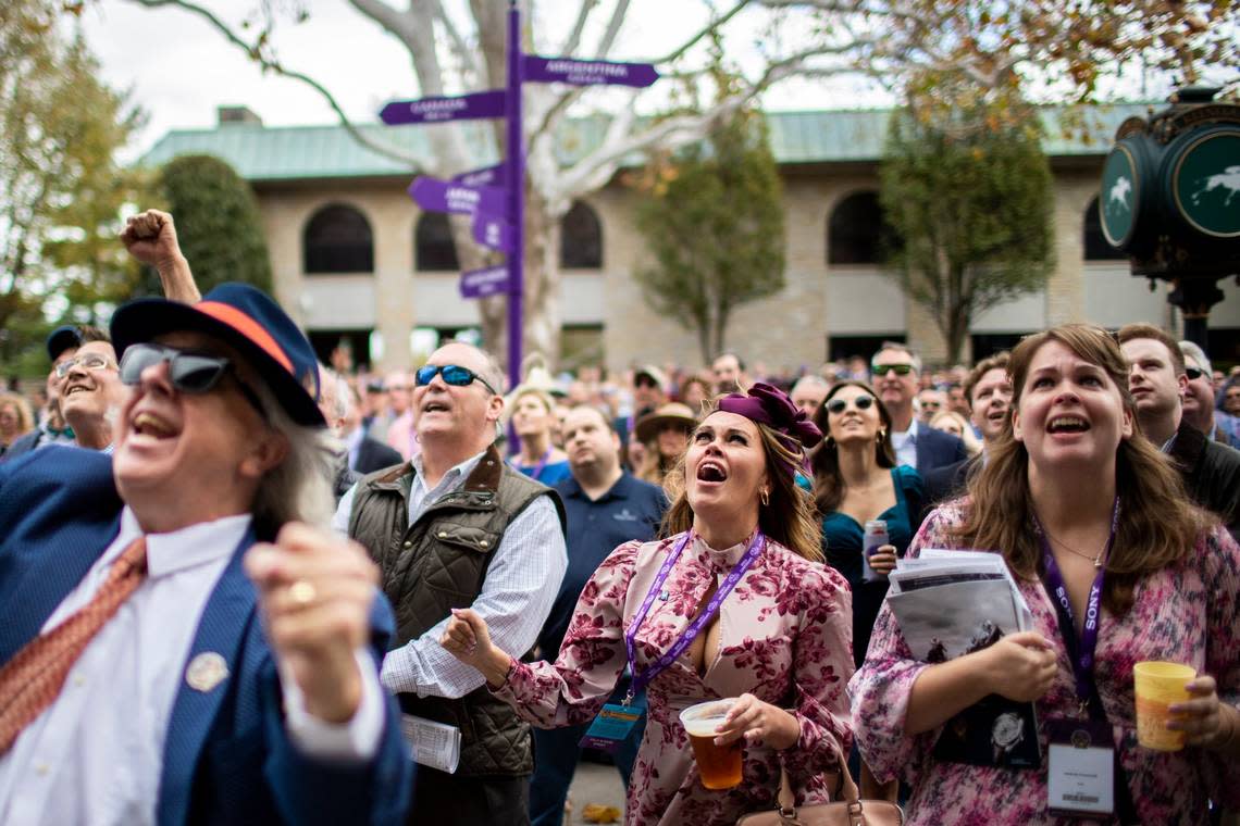 A sellout crowd announced at 45,973 took in Saturday’s Breeders’ Cup races at Keeneland.