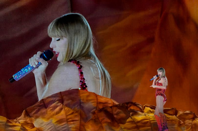 Taylor Swift performs at the Paris Le Defense Arena as a part of her Eras Tour concert in Paris, May 9, 2024