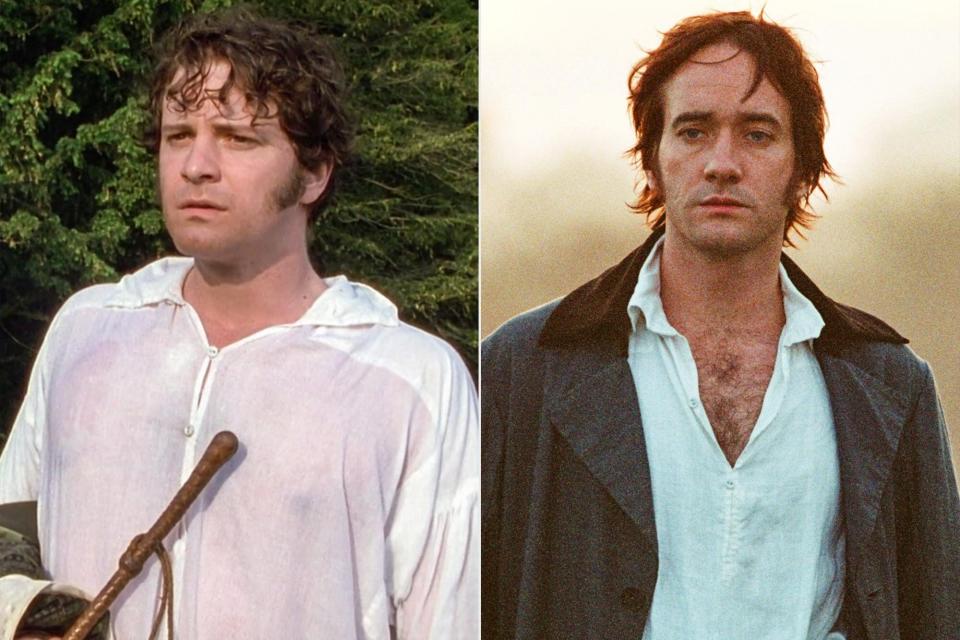 Colin Firth in Pride and Prejudice (1995, TV show) and Matthew Macfadyen in Pride and Prejudice (2005, film)