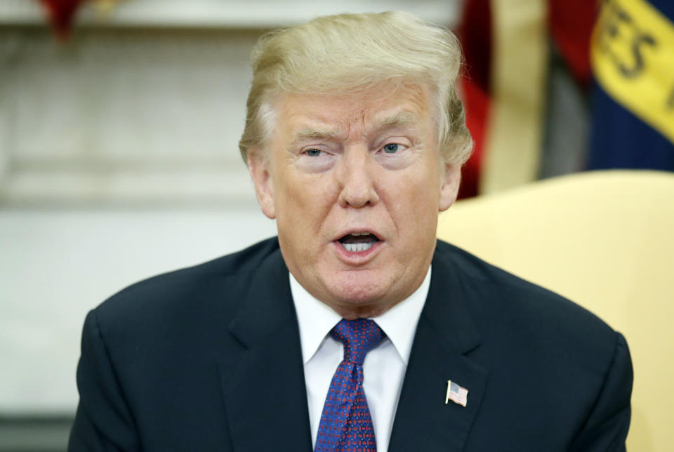 President Trump in the Oval Office on Thursday. (Photo: Alex Brandon/AP)