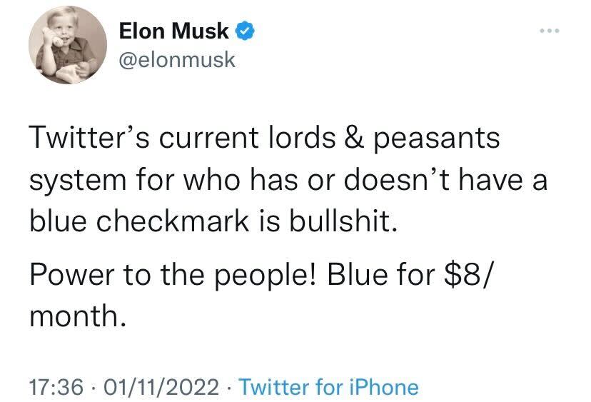 Elon Musk 'lords and peasants' tweet