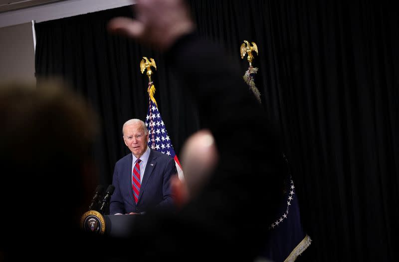 U.S. President Biden delivers remarks following a hostages-prisoners swap deal between Hamas and Israel, in Nantucket