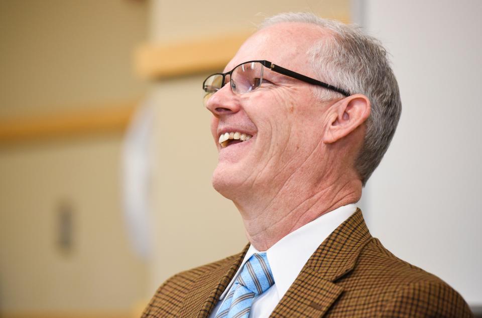 Brian Maher, pictured here in this Argus Leader file photo, announced his resignation as superintendent of the Sioux Falls School District Office on Monday, Dec. 9, 2019. In a statement Tuesday, Feb. 28, 2023, he announced he would step down from his role as executive director and CEO of the South Dakota Board of Regents at the end of June.