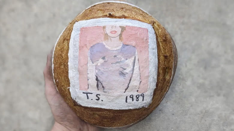 taylor swift 1989 painted on bread