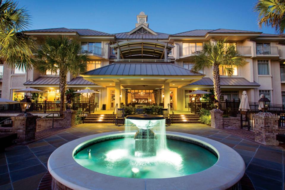 A fountain at the entrance to the Inn &amp; Club at Harbour Town, in Hilton Head