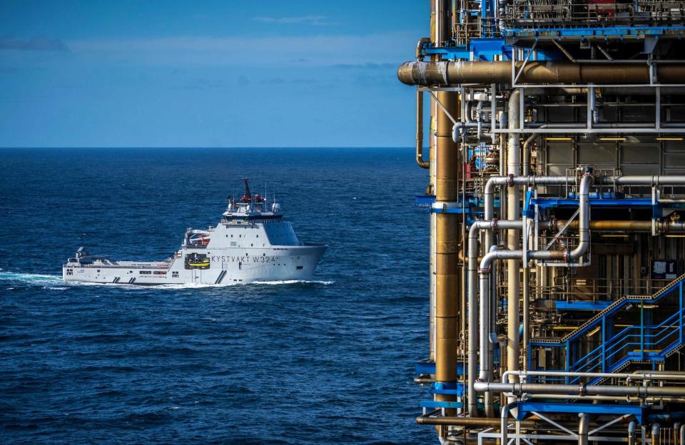 Norwegian Coast Guard ship offshore oil platform