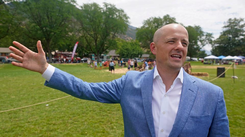 Utah's Evan McMullin speaks during an interview on July 23, 2022, in Provo, Utah. McMullin is emerging as the nationâ€™s most competitive independent candidate running for U.S. Senate in the 2022 midterm elections. With both parties jockeying for control of Congress, the former Republican's bid against Donald Trump ally Mike Lee has transformed the reliably Republican state from electoral afterthought into potential battleground.